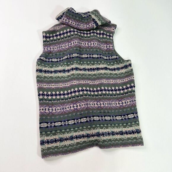 Chaps Sweater Vest Women Medium Button Up Fair Isle Grant Grandma Cozy Canincore - Picture 8 of 10